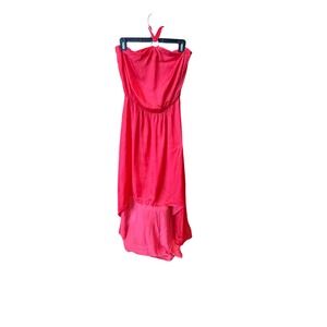 Red Halter High Low Dress Strapless Midi‎ Sundress Party Cocktail